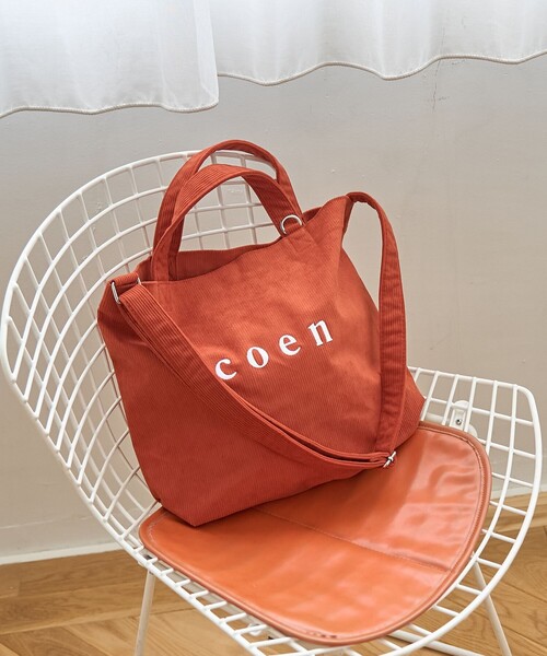 coen（コーエン）の「【一部WEB限定カラー・新素材】2way coen（コーエン）ロゴ アソートトートバッグ（トートバッグ・レディース・オレンジ系その他/ターコイズブルー/ダークブラウン/ベージュ/その他1/その他2/その他3・FREE）」の4枚目の写真