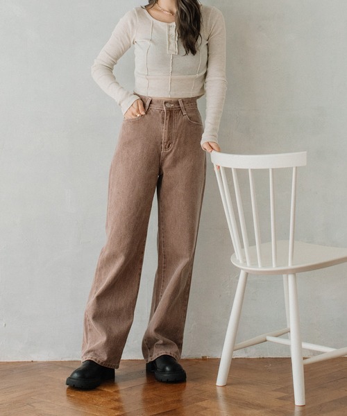 Flugge（フラッジー）の「ホワイトステッチカラーデニムパンツ（デニムパンツ・レディース・ブラウン/イエロー・SMALL/MEDIUM）」の6枚目の写真