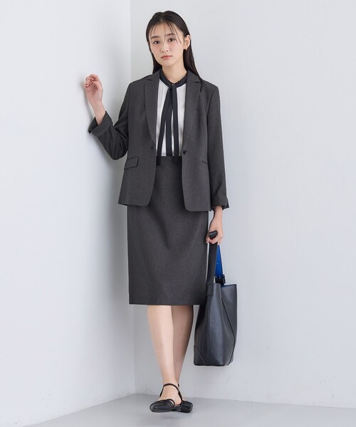 セール】【洗える／通勤／スーツ】メランジストレッチ タイトスカート