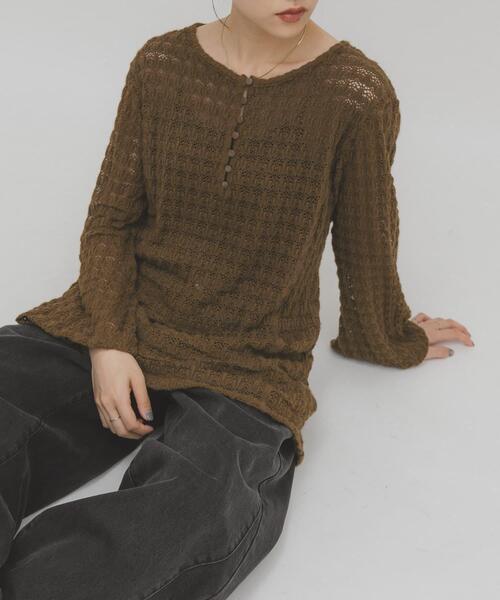 KBF（ケイビーエフ）の「シャギーレーストップス（Tシャツ/カットソー・レディース・ブラック/カーキ・ONE）」の2枚目の写真