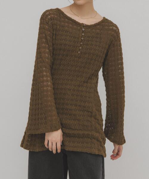 KBF（ケイビーエフ）の「シャギーレーストップス（Tシャツ/カットソー・レディース・ブラック/カーキ・ONE）」の3枚目の写真