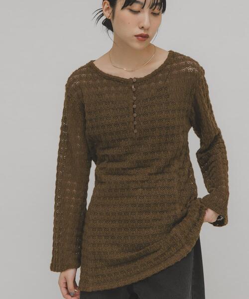 KBF（ケイビーエフ）の「シャギーレーストップス（Tシャツ/カットソー・レディース・ブラック/カーキ・ONE）」の6枚目の写真