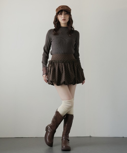 Ulysses（ユリシス）の「ドット柄バルーンミニスカート（スカート・レディース・グレー/ブラック/ブラウン・S/M）」の6枚目の写真