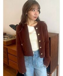 YS ノーカラー ブラウンジャケット ノーカラージャケット（ブラウン/茶色系）ファッション通販