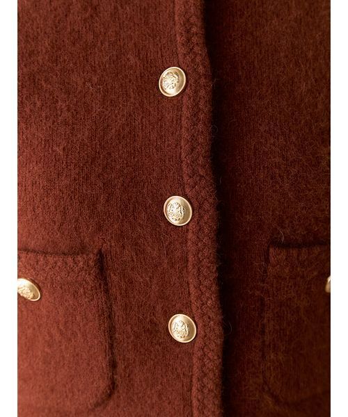 LILY BROWN(リリーブラウン)の「【WEB限定カラー】金釦フォックスニットジャケット(ノーカラージャケット・レディース・ブラウン/ネイビー/オフホワイト/サックスブルー・F)」の14枚目の写真