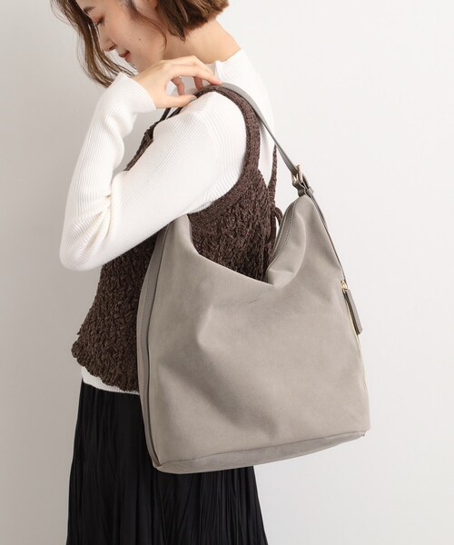 grove（グローブ）の「スエード調コンビワンンショルダー（ショルダーバッグ・レディース・ダークブラウン/グレー/チャコールグレー・00）」の3枚目の写真