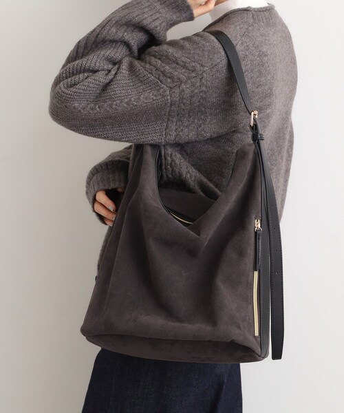 grove（グローブ）の「スエード調コンビワンンショルダー（ショルダーバッグ・レディース・ダークブラウン/グレー/チャコールグレー・00）」の2枚目の写真