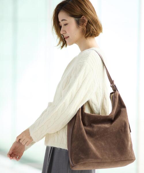 grove（グローブ）の「スエード調コンビワンンショルダー（ショルダーバッグ・レディース・ダークブラウン/グレー/チャコールグレー・00）」の4枚目の写真