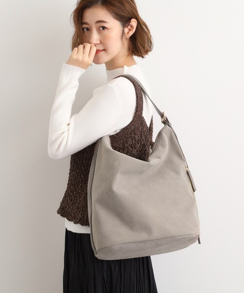 grove（グローブ）の「スエード調コンビワンンショルダー（ショルダーバッグ・レディース・ダークブラウン/グレー/チャコールグレー・00）」の5枚目の写真