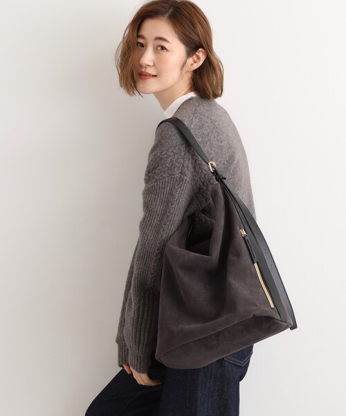 grove（グローブ）の「スエード調コンビワンンショルダー（ショルダーバッグ・レディース・ダークブラウン/グレー/チャコールグレー・00）」の7枚目の写真