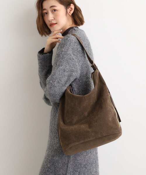 grove（グローブ）の「スエード調コンビワンンショルダー（ショルダーバッグ・レディース・ダークブラウン/グレー/チャコールグレー・00）」の9枚目の写真