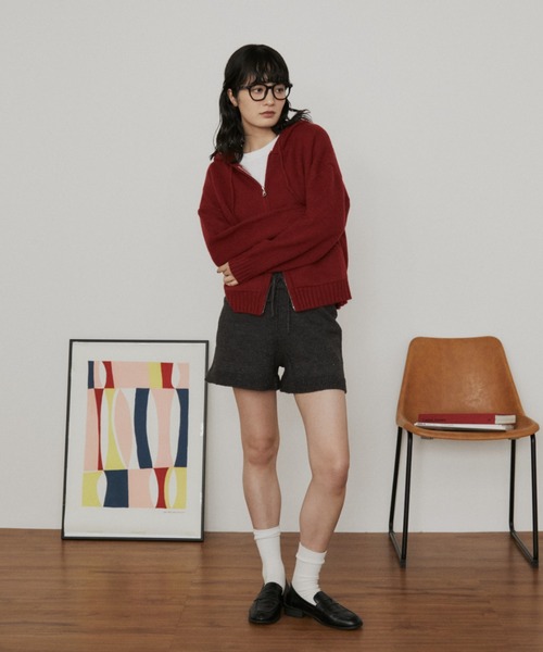 MERLOT(メルロー)の「ネップニットショートパンツ(その他パンツ・レディース・チャコールグレー/レッド・FREE)」の13枚目の写真