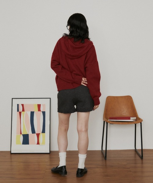 MERLOT(メルロー)の「ネップニットショートパンツ(その他パンツ・レディース・チャコールグレー/レッド・FREE)」の15枚目の写真