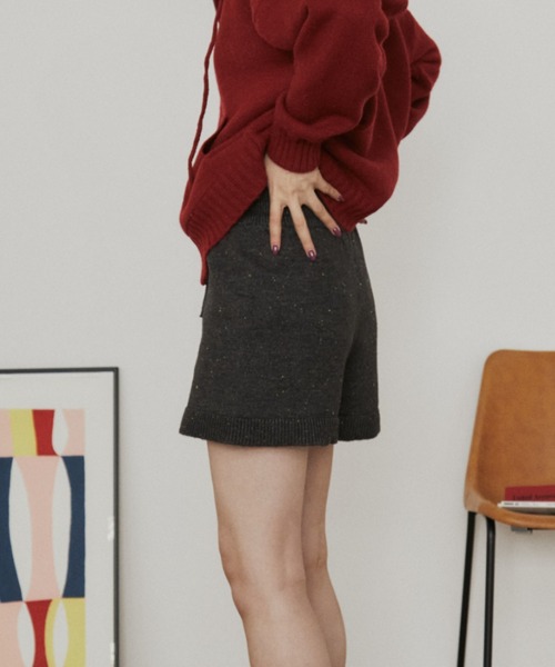 MERLOT(メルロー)の「ネップニットショートパンツ(その他パンツ・レディース・チャコールグレー/レッド・FREE)」の11枚目の写真