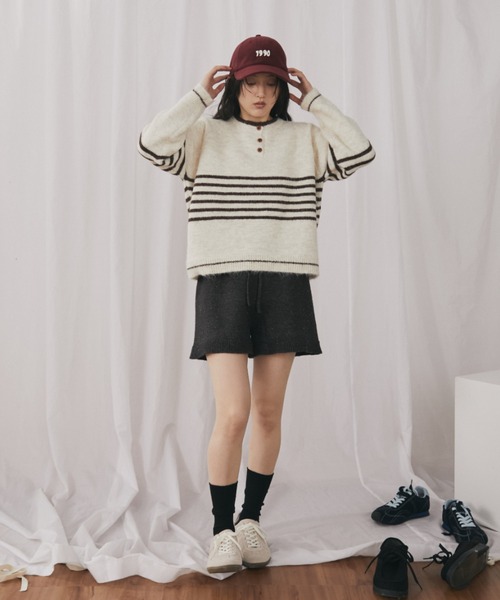 MERLOT(メルロー)の「ネップニットショートパンツ(その他パンツ・レディース・チャコールグレー/レッド・FREE)」の20枚目の写真