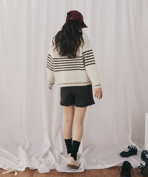 MERLOT(メルロー)の「ネップニットショートパンツ(その他パンツ・レディース・チャコールグレー/レッド・FREE)」の22枚目の写真