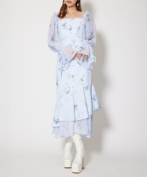 rienda(リエンダ)の「ビスチェパターンアシンンメトリーマーメイドワンピース 秋服 冬服(ワンピース・レディース・ブルー/ライトイエロー/ブラック・MEDIUM/SMALL)」の1枚目の写真