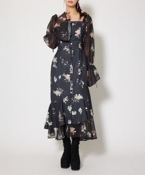 rienda(リエンダ)の「ビスチェパターンアシンンメトリーマーメイドワンピース 秋服 冬服(ワンピース・レディース・ブルー/ライトイエロー/ブラック・MEDIUM/SMALL)」の2枚目の写真