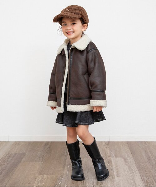 BREEZE（ブリーズ）の「ライダースボアジャケット（ライダースジャケット・キッズ・ブラウン・90/100/110/120/130/140）」の7枚目の写真