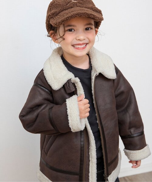 BREEZE（ブリーズ）の「ライダースボアジャケット（ライダースジャケット・キッズ・ブラウン・90/100/110/120/130/140）」の6枚目の写真