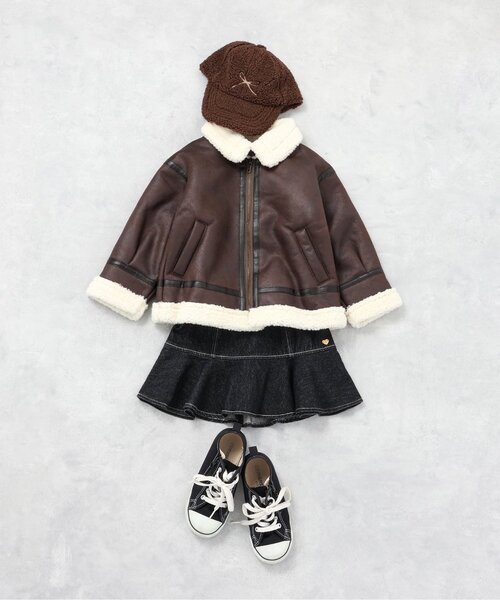 BREEZE（ブリーズ）の「ライダースボアジャケット（ライダースジャケット・キッズ・ブラウン・90/100/110/120/130/140）」の16枚目の写真