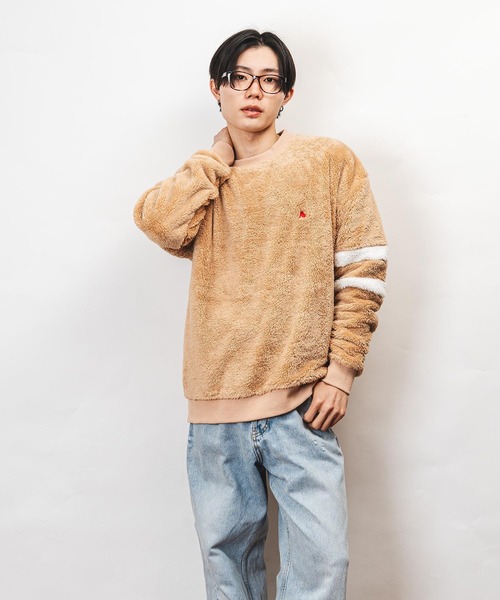 Healthknit Product（ヘルスニットプロダクト）の「Healthknit Product ヘルスニットプロダクト コヨーテ 刺繍 ボア クルーネック スウェット(GW)（スウェット・メンズ・ベージュ/ブラック・XL/M/L）」の2枚目の写真