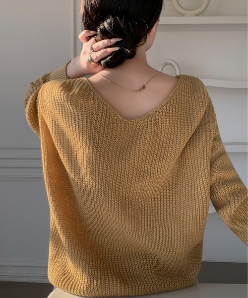 Maison Calme(メゾンカルム)の「【2WAY】フロントクロス オーバーサイズVネックニットカーディガン リバーシブル 大人カジュアル 細見え(ニット/セーター・レディース・ブラック/グレー/ブラウン・F)」の14枚目の写真