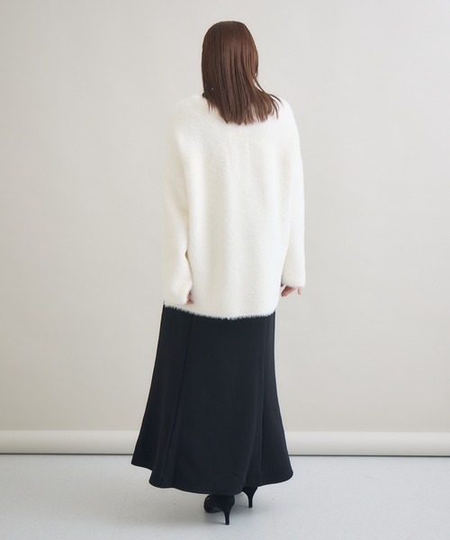 meeny miny（ミーニーマイニー）の「" ねこ「まふゆ」モデル ” シャギーカーディガン（カーディガン/ボレロ・レディース・ベージュ/アイボリー/ブラック・M-L/S-M）」の8枚目の写真