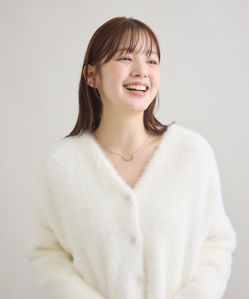 meeny miny（ミーニーマイニー）の「" ねこ「まふゆ」モデル ” シャギーカーディガン（カーディガン/ボレロ・レディース・ベージュ/アイボリー/ブラック・M-L/S-M）」の11枚目の写真