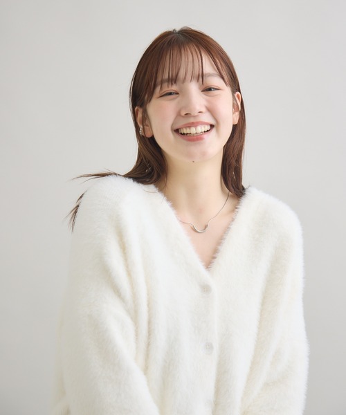 meeny miny（ミーニーマイニー）の「" ねこ「まふゆ」モデル ” シャギーカーディガン（カーディガン/ボレロ・レディース・ベージュ/アイボリー/ブラック・M-L/S-M）」の12枚目の写真