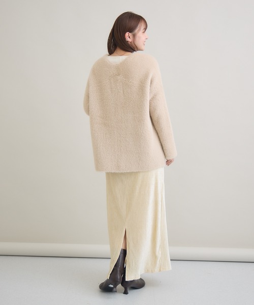 meeny miny（ミーニーマイニー）の「" ねこ「まふゆ」モデル ” シャギーカーディガン（カーディガン/ボレロ・レディース・ベージュ/アイボリー/ブラック・M-L/S-M）」の14枚目の写真