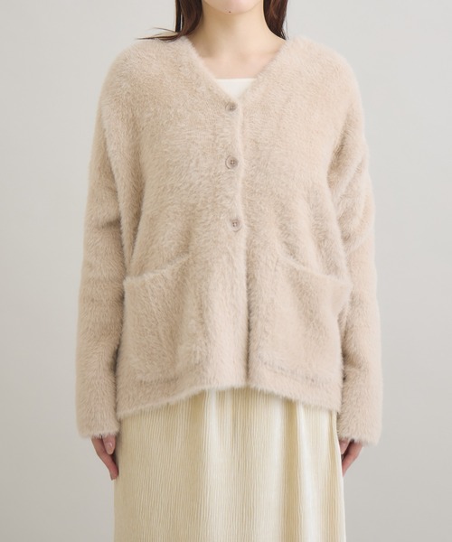 meeny miny（ミーニーマイニー）の「" ねこ「まふゆ」モデル ” シャギーカーディガン（カーディガン/ボレロ・レディース・ベージュ/アイボリー/ブラック・M-L/S-M）」の18枚目の写真