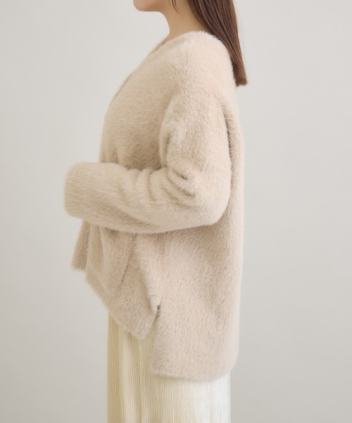 meeny miny（ミーニーマイニー）の「" ねこ「まふゆ」モデル ” シャギーカーディガン（カーディガン/ボレロ・レディース・ベージュ/アイボリー/ブラック・M-L/S-M）」の19枚目の写真