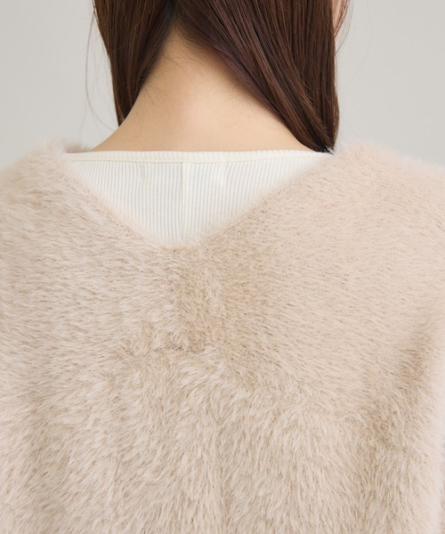 meeny miny（ミーニーマイニー）の「" ねこ「まふゆ」モデル ” シャギーカーディガン（カーディガン/ボレロ・レディース・ベージュ/アイボリー/ブラック・M-L/S-M）」の21枚目の写真