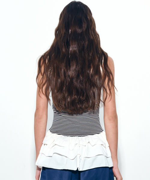 NICK&NICOLE(ニックアンドニコール)の「NICOLE MULTI FRILL SLEEVELESS TOP_BLACK STRIPE(Tシャツ/カットソー・レディース・ブラック・FREE)」の3枚目の写真