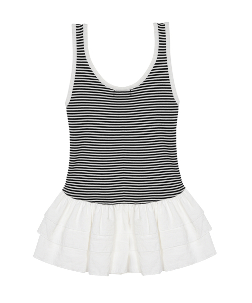 NICK&NICOLE(ニックアンドニコール)の「NICOLE MULTI FRILL SLEEVELESS TOP_BLACK STRIPE(Tシャツ/カットソー・レディース・ブラック・FREE)」の5枚目の写真
