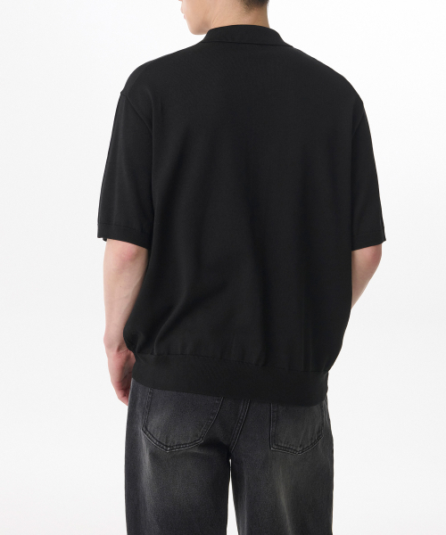 MUSINSA STANDARD（ムシンサスタンダード）の「コットンテンセルカラー半袖カーディガン[ブラック]（カーディガン/ボレロ・メンズ・その他・SMALL/MEDIUM/LARGE/X-LARGE/XX-LARGE）」の2枚目の写真