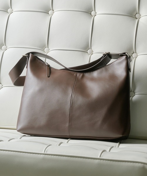 Adoon plain（アドーンプレーン）の「2-WayArtificial Grain  Shoulder Bag / 2Way合皮ショルダーバッグ（ショルダーバッグ・メンズ・ブラック/ブラウン・FREE）」の4枚目の写真