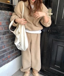 ボアトップスワイドパンツセットアップ