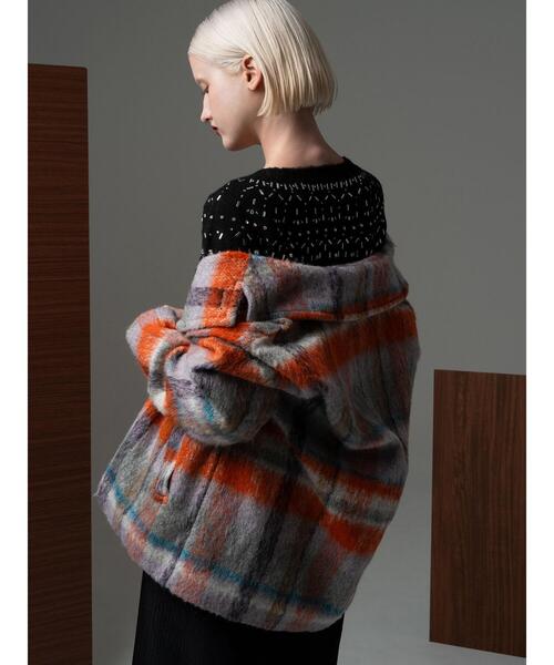 Te chichi CLASSIC（テチチクラシック）の「シャギーチェックテーラーショートコート《2025winter catalog item》（その他アウター・レディース・シルバーグレー/ベージュ・F）」の3枚目の写真