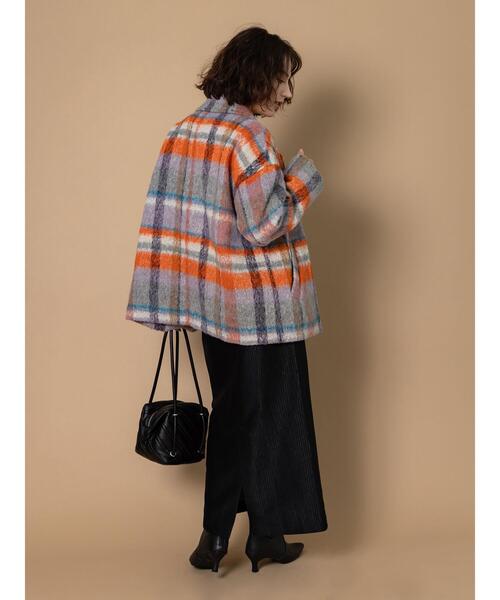 Te chichi CLASSIC（テチチクラシック）の「シャギーチェックテーラーショートコート《2025winter catalog item》（その他アウター・レディース・シルバーグレー/ベージュ・F）」の7枚目の写真