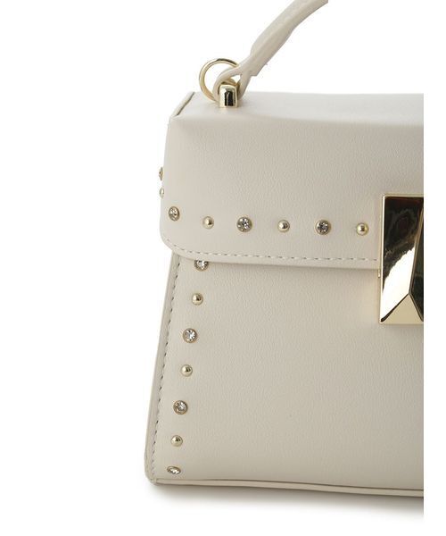 ビジュースタッズポシェット ショルダーバッグ アイボリー リュタンビジュースタッズポシェット（M）（ショルダーバッグ