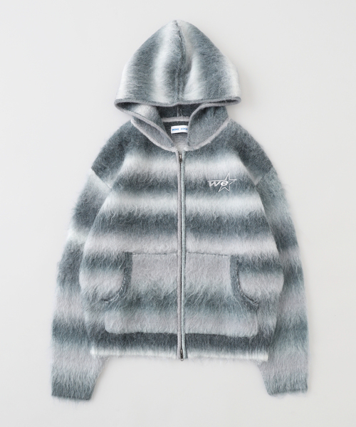 WOKE EDGE(ウォークエッジ)の「WOKE EDGE / ウォークエッジ GRADATION MOHAIR ZIP KNIT(パーカー・メンズ・レッド/ブラック・MEDIUM)」の1枚目の写真