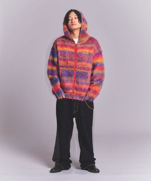 WOKE EDGE(ウォークエッジ)の「WOKE EDGE / ウォークエッジ GRADATION MOHAIR ZIP KNIT(パーカー・メンズ・レッド/ブラック・MEDIUM)」の9枚目の写真