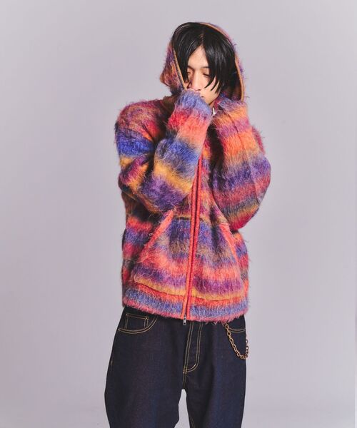 WOKE EDGE(ウォークエッジ)の「WOKE EDGE / ウォークエッジ GRADATION MOHAIR ZIP KNIT(パーカー・メンズ・レッド/ブラック・MEDIUM)」の11枚目の写真