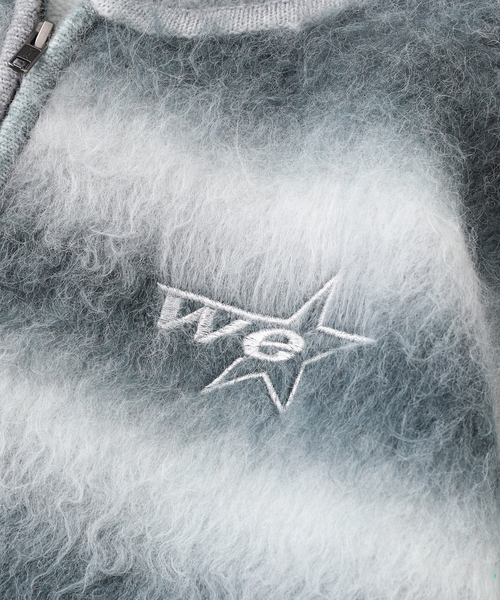 WOKE EDGE(ウォークエッジ)の「WOKE EDGE / ウォークエッジ GRADATION MOHAIR ZIP KNIT(パーカー・メンズ・レッド/ブラック・MEDIUM)」の4枚目の写真