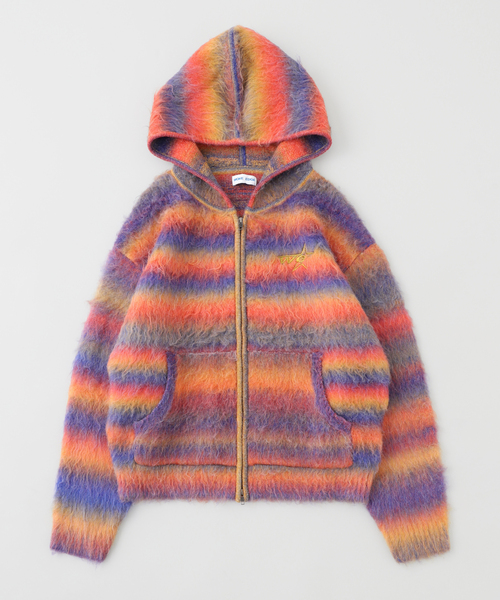 WOKE EDGE(ウォークエッジ)の「WOKE EDGE / ウォークエッジ GRADATION MOHAIR ZIP KNIT(パーカー・メンズ・レッド/ブラック・MEDIUM)」の8枚目の写真