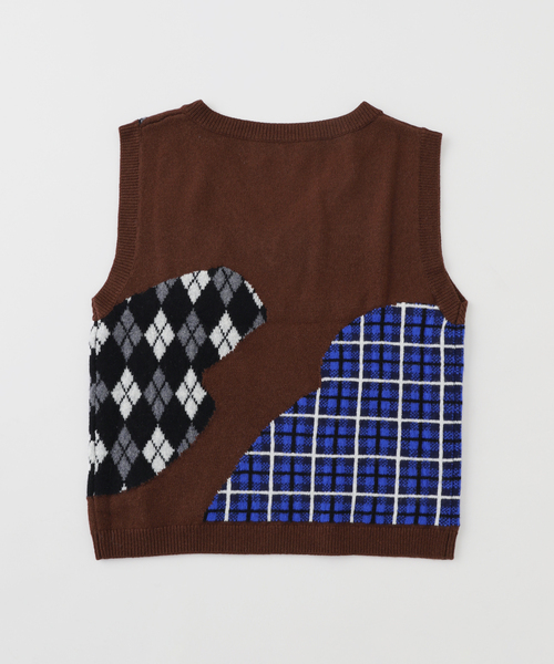 JOURNAL STANDARD（ジャーナルスタンダード）の「NOMARHYTHM TEXTILE (ノーマリズム テキスタイル) SMU Argyle & Check VEST（ベスト・メンズ・ブラウン・MEDIUM/SMALL）」の2枚目の写真
