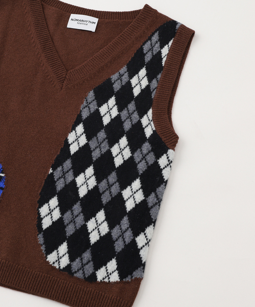 JOURNAL STANDARD（ジャーナルスタンダード）の「NOMARHYTHM TEXTILE (ノーマリズム テキスタイル) SMU Argyle & Check VEST（ベスト・メンズ・ブラウン・MEDIUM/SMALL）」の4枚目の写真