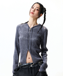 CRITIC（クリティック）の「WORMHOLE HOODIED KNIT(FOR WOMEN) CHARCOAL（ニット/セーター）」